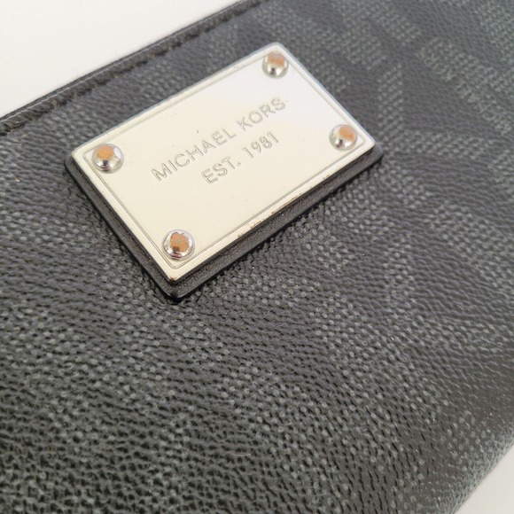 MICHAEL KORS Jet Set Black Saffiano Leather Zip Around Wallet Large Clutch 8x4 - Picture 6 of 9